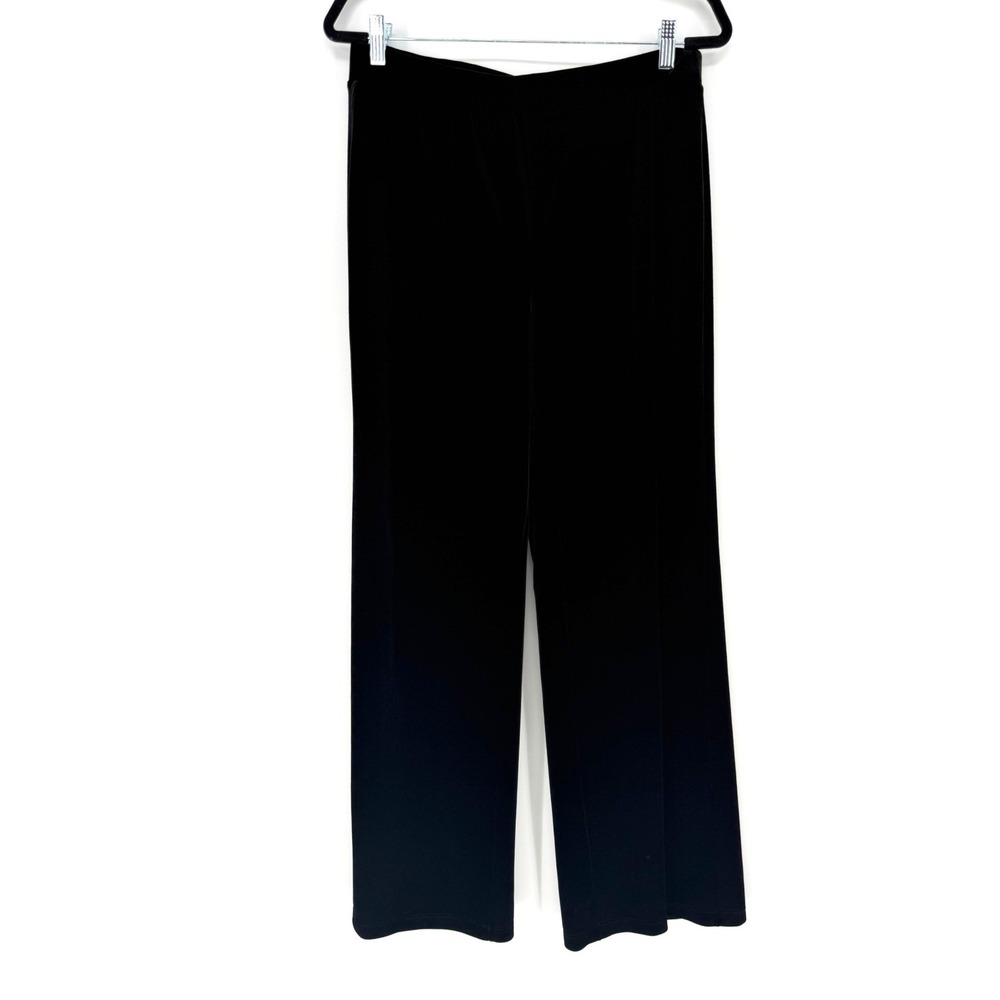 Chico's Travelers Pants Velvet Wide Leg Size 1 Black Stretch Pull On Holiday